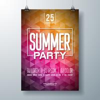 Vector Summer Celebration Party Flygdesign med typografi brev på abstrakt bakgrund. Sommarferie illustration för Banner Flyer