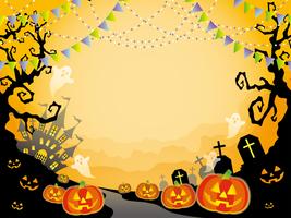 Nahtlose glückliche Halloween-Landschaftsvektorillustration mit Textraum. vektor