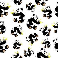 seamless mönster av söt panda dricka lime på vit bakgrund vektor