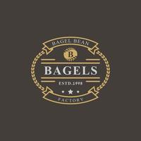 vintage retro-abzeichen für buchstabe b für bagels logo emblem design symbol