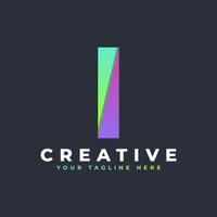 kreatives anfangsbuchstabe i-logo. grüne und lila geometrische form. verwendbar für Geschäfts- und Markenlogos. flaches Vektor-Logo-Design-Vorlagenelement. vektor