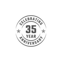 35-årsjubileumsfirande emblem med grå färg för festevenemang, bröllop, gratulationskort och inbjudan isolerad på vit bakgrund vektor