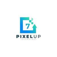 nummer 7 med pil pixel logotyp design inspiration vektor