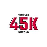 Danke 45.000 Follower Karte Feier Vektor Post Social Media Vorlage.