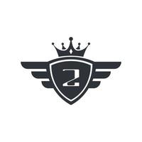 nummer 2 kunglig sport seger emblem logotyp design inspiration vektor