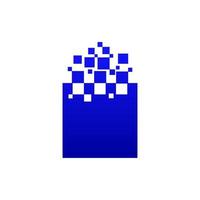 modernes Pixel-Box-Logo, blaues Box-Symbol vektor