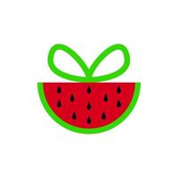 minimalistisches Wassermelonen-Geschenk-Logo-Symbol vektor