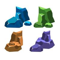 uppsättning av olika fantasy sten tecknad serie lämplig för spel vektor