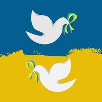 die taube, ein symbol des friedens mit einem band in der farbe der ukrainischen flagge blau und gelb vektor