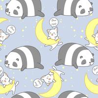 Nahtloser Panda und Katze im Thema Muster der guten Nacht. vektor