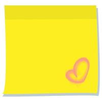 gult klistermärke med ett handritat hjärta. mall för poster. vektor