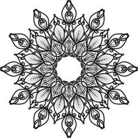 söt lineart blomma indiska mönster svart och vitt kalejdoskop vektor