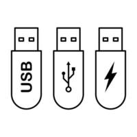 usb eller flash disk vektor ikoner set, vektor illustration eps.10