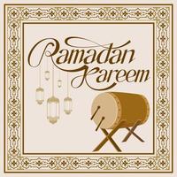 postflödesinnehåll ramadan kareem. kvadratiskt innehåll tal. illustrationer, ramar, moskéer, ornament. vektor