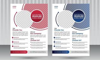 Modernes Flyer-Design für Firmenkunden mit zwei verschiedenen Farbschemata Rot und Blau vektor