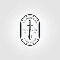 minimal emblem sabel logotyp ikon vintage illustration design vektor