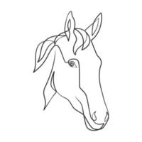 kontinuerlig linjeteckning av hästhuvud vektor