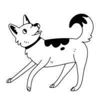 laufender Hund im Doodle-Stil. nette fröhliche hundevektorillustration mit haustier. vektor