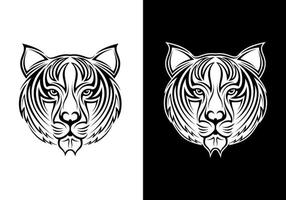 handritad tigerhuvud tatuering design vektor