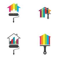 bunte Hausmalerei Service Vektor Icon Logo Design Vorlage