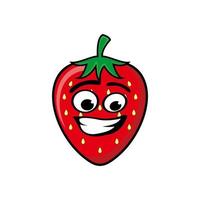 leende jordgubbar tecknad maskot karaktär. vektor illustration isolerad på vit bakgrund