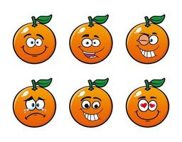 uppsättning av samling leende orange tecknad maskot karaktär. vektor illustration isolerad på vit bakgrund
