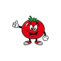 söt tecknad frukt tomat karaktär maskot vektor