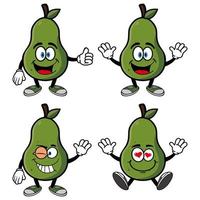 satz der sammlung niedlicher lächelnder avocado-zeichentrickfigur. Vektor-Illustration isoliert auf weißem Hintergrund vektor