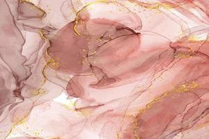 abstrakter rose erröten flüssiger aquarellhintergrund mit goldenen linien, punkten und flecken. pastellmarmor alkoholtintenzeichnungseffekt. Vektor-Illustration-Design-Vorlage für Hochzeitseinladung. vektor