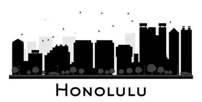 Skyline der Stadt Honolulu Schwarz-Weiß-Silhouette. vektor