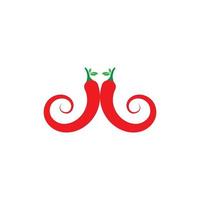röd och grön hot chili logotyp ikon vektorillustration vektor