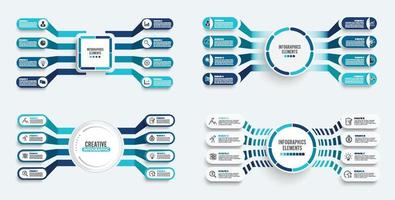 set vektor-infografik-vorlage mit 3d-papieretikett, integrierten kreisen. Geschäftskonzept mit 8 Optionen. für Inhalt, Diagramm, Flussdiagramm, Schritte, Teile, Zeitleisten-Infografiken, Workflow, Diagramm. vektor