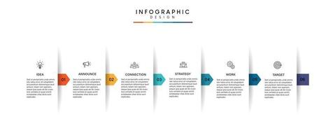 steg affärsdata visualisering tidslinje process infographic malldesign med ikoner vektor