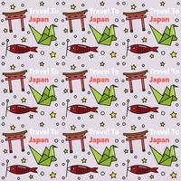 resa till japan doodle sömlösa mönster vektor design. sushi, fuji, origami är ikoner identiska med japan.