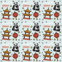 Reisen Sie nach China Doodle Musterdesign Vektordesign. Laterne, Panda und Nudel sind mit Porzellan identische Symbole. vektor