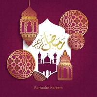 ramadan kareem arabisk kalligrafi gratulationskort vektorillustration. arabisk översättning är generös ramadan vektor