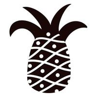 Ananas-Vektor-Symbol. tropische frucht mit einem muster. handgezeichnetes Gekritzel, Silhouette. einfarbiger Druck. exotischer Nachtisch lokalisiert auf weißem Hintergrund. vektor