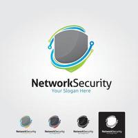 Logo-Vorlage für minimale Netzwerksicherheit - Vektor