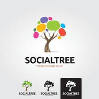 minimal social träd logotyp mall - vektor