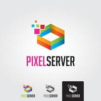 minimale Pixel-Server-Logo-Vorlage vektor