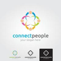 minimal connect people logotyp mall - vektor