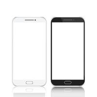 Smartphone in Schwarz-Weiß mit leerem Bildschirm, Mockup – einfache Möglichkeit, ein Bild oder einen Screenshot unter eine glänzende, glänzende Bildschirmebene zu legen, die jedes Muster beeinflusst – in eps10 vektor