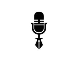 podcast penna logotyp ikon symbol design vektor