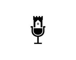 podcast och slottslogotypikonsymboldesigner vektor