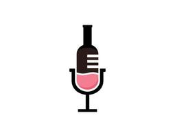 Flaschenwein und Podcast-Logo-Icon-Symbol-Designs vektor
