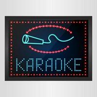 leuchtendes Retro-Licht-Banner-Karaoke auf glühendem Hintergrund. Vektor