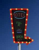 goldenes Lichtbanner des Retro-Pfeils mit dem blauen Hintergrund des Motels vektor