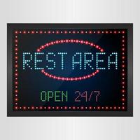 rastplatzschild mit hellem neon, das auf dem schild leuchtet vektor