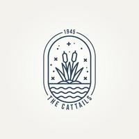 cattails minimalistisk linjekonst logotyp badge vektor