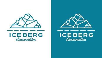 antarktische berge mit sonne, vintage monoline eisberg logo design für kletterer und abenteuer vektor